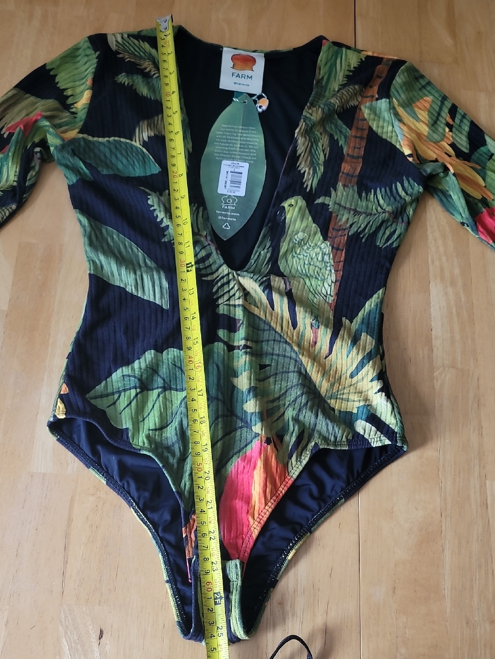 FARM Rio Cocoa Leaf Bodysuit Size S - Picture 10 of 16